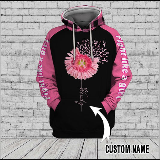 Breast Cancer Awareness Daisy Flower Art – 3D Hoodie