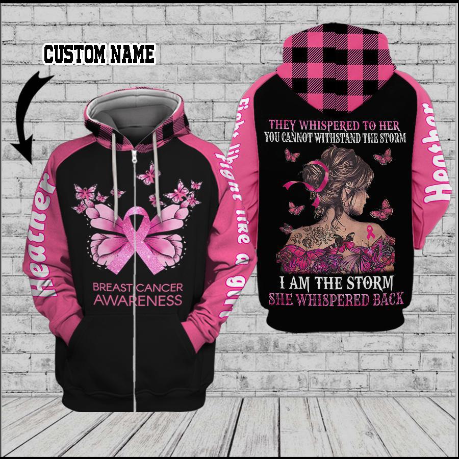 Breast Cancer They Whispered To Her 03 Custom – 3D Hoodie
