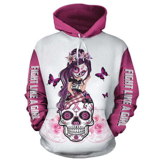 Skull Breast Cancer Awareness 02 – 3D Hoodie