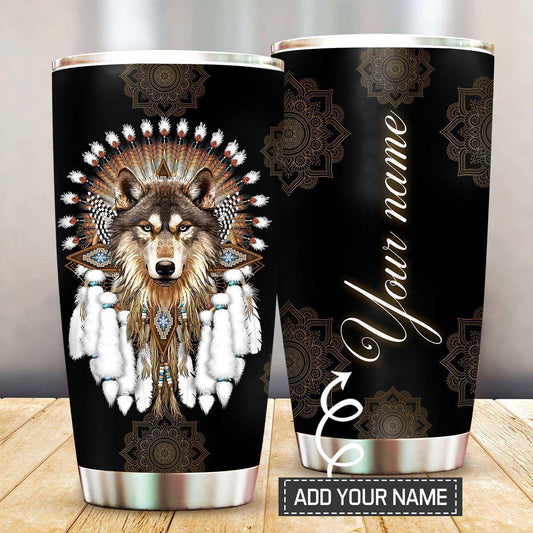 Native American Wolf Personalized 20 Oz Tumbler