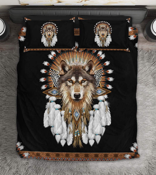 Native American Wolf Bedding Cover For Nature Bedroom Decor