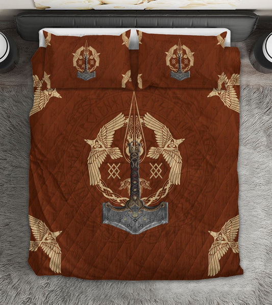 Red Viking Warrior Bedding Cover For Norse Bedroom Decor