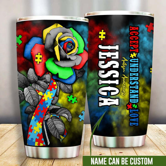 Autism Rose Personalized 20 Oz Tumbler For Travel Gifts