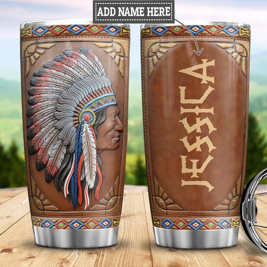 Native American Leather 20 Oz Tumbler For Travel Gifts