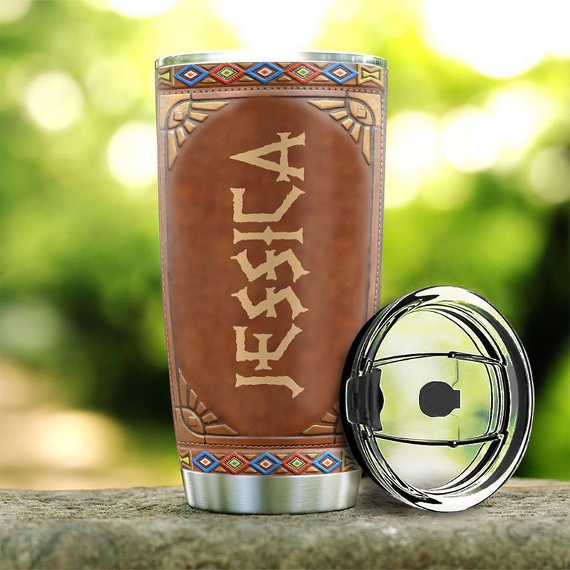 Native American Leather 20 Oz Tumbler For Travel Gifts