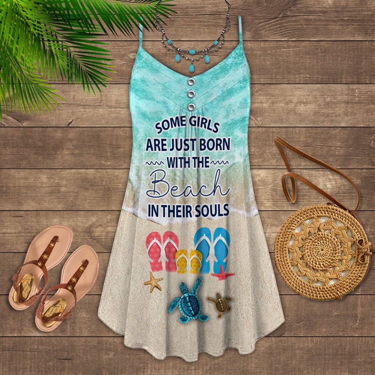 Beach Soul Born Free – Women's Summer Sleeveless V-Neck Camisole Dress