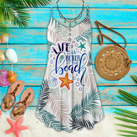 Beach Lover Summer Mood Limited – Women's Summer Sleeveless V-Neck Camisole Dress