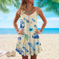 Beach Vibes Palm And Sunglasses – Women's Summer Sleeveless V-Neck Camisole Dress