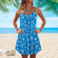 Cool Blue Beach Breeze – Women's Summer Sleeveless V-Neck Camisole Dress