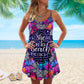 All She Does Is Beach – Women's Summer Sleeveless V-Neck Camisole Dress