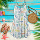 Sea Snail Beach Pattern – Women's Summer Sleeveless V-Neck Camisole Dress