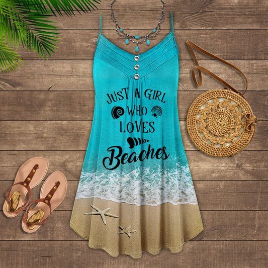 Beach Girl Casual Look Limited – Women's Summer Sleeveless V-Neck Camisole Dress