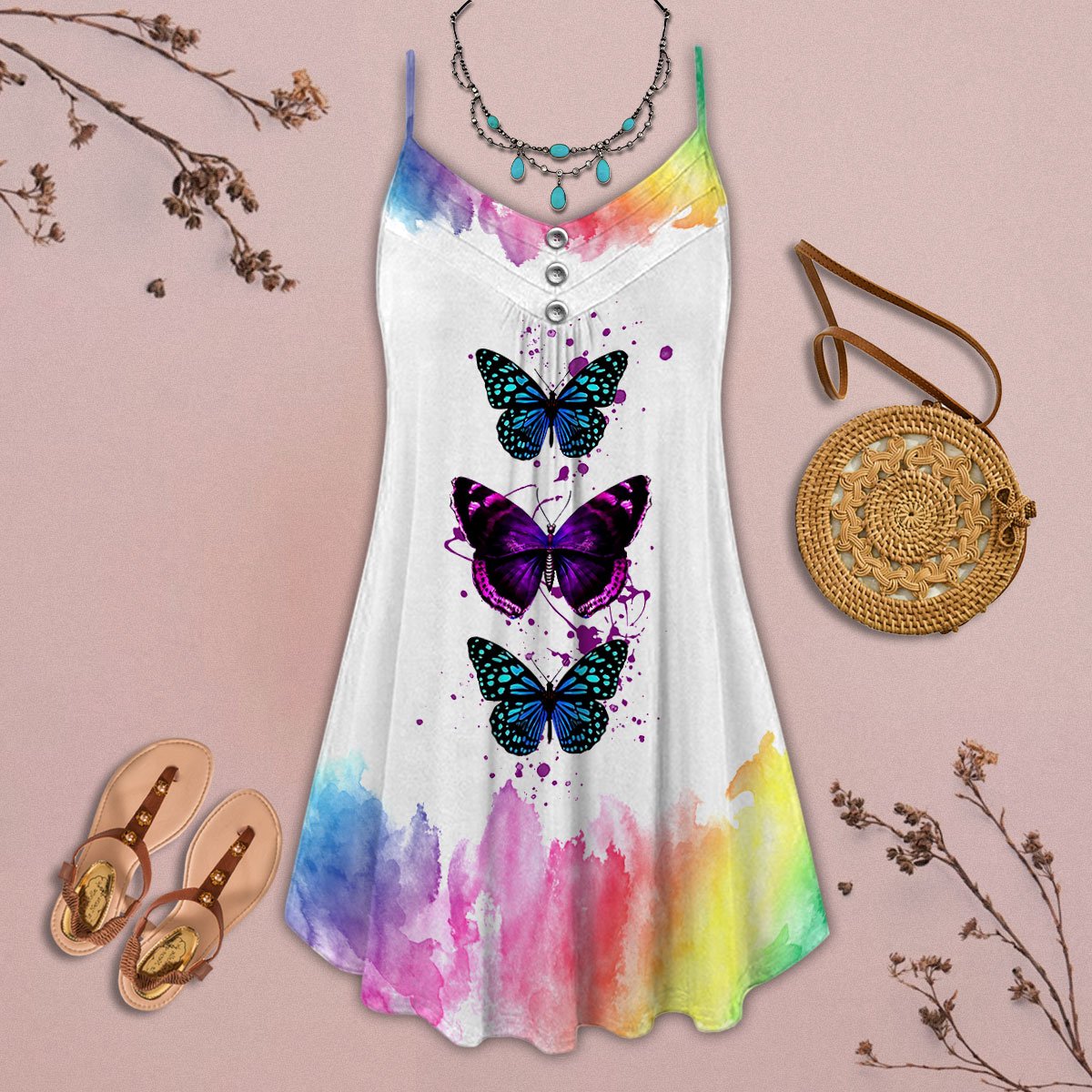 Butterfly Elegant Art Limited – Women's Summer Sleeveless V-Neck Camisole Dress