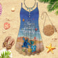 Beach Love Turtle Life – Women's Summer Sleeveless V-Neck Camisole Dress