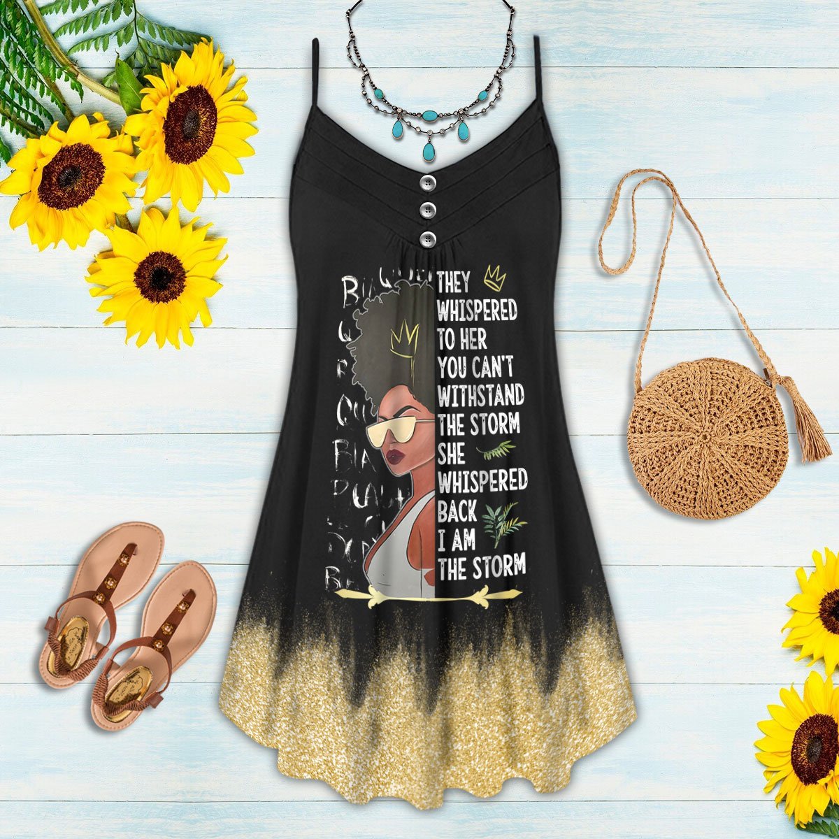 Black Women I Am The Storm - Summer Dress - Owls Matrix LTD