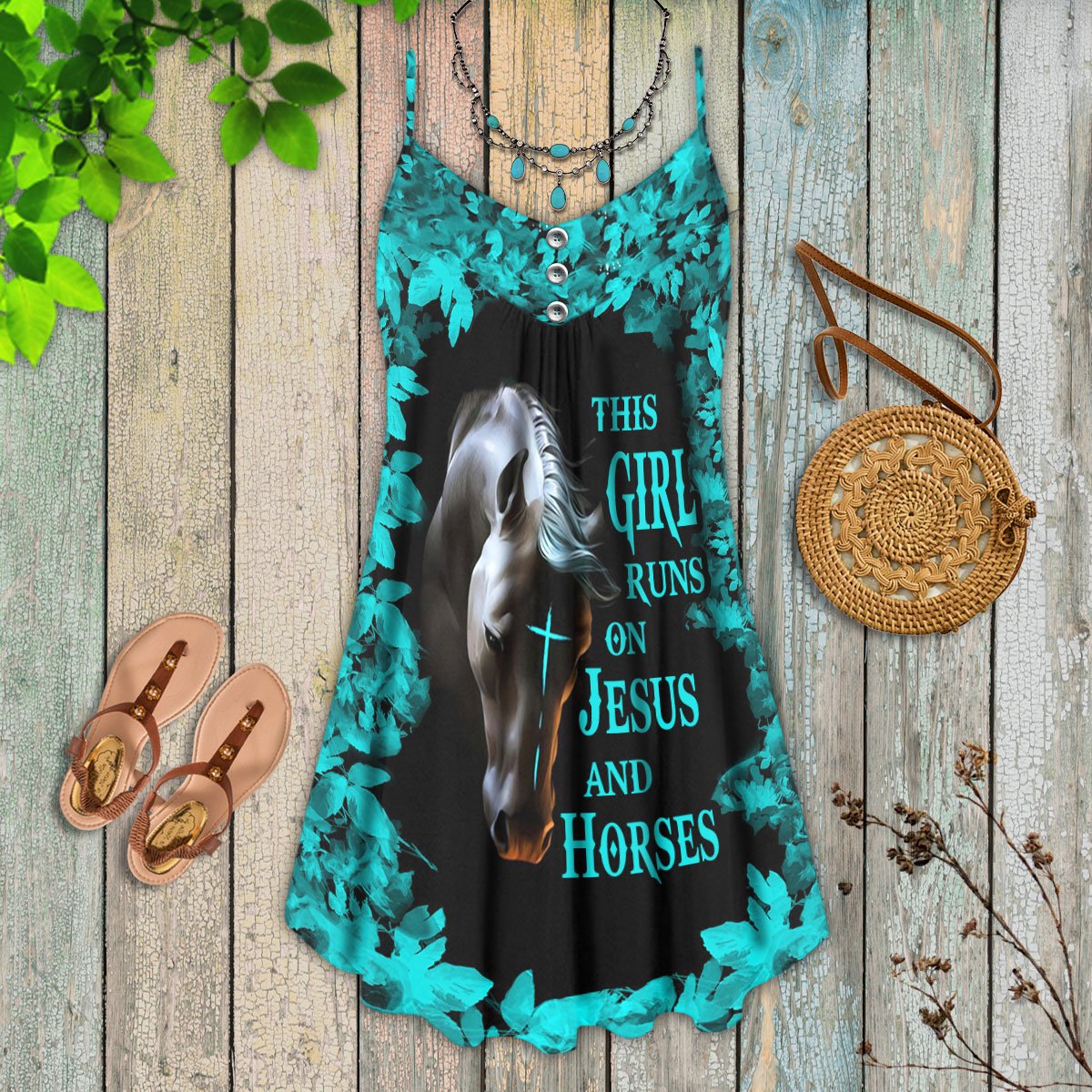 This Girl Loves Horses – Women's Summer Sleeveless V-Neck Camisole Dress