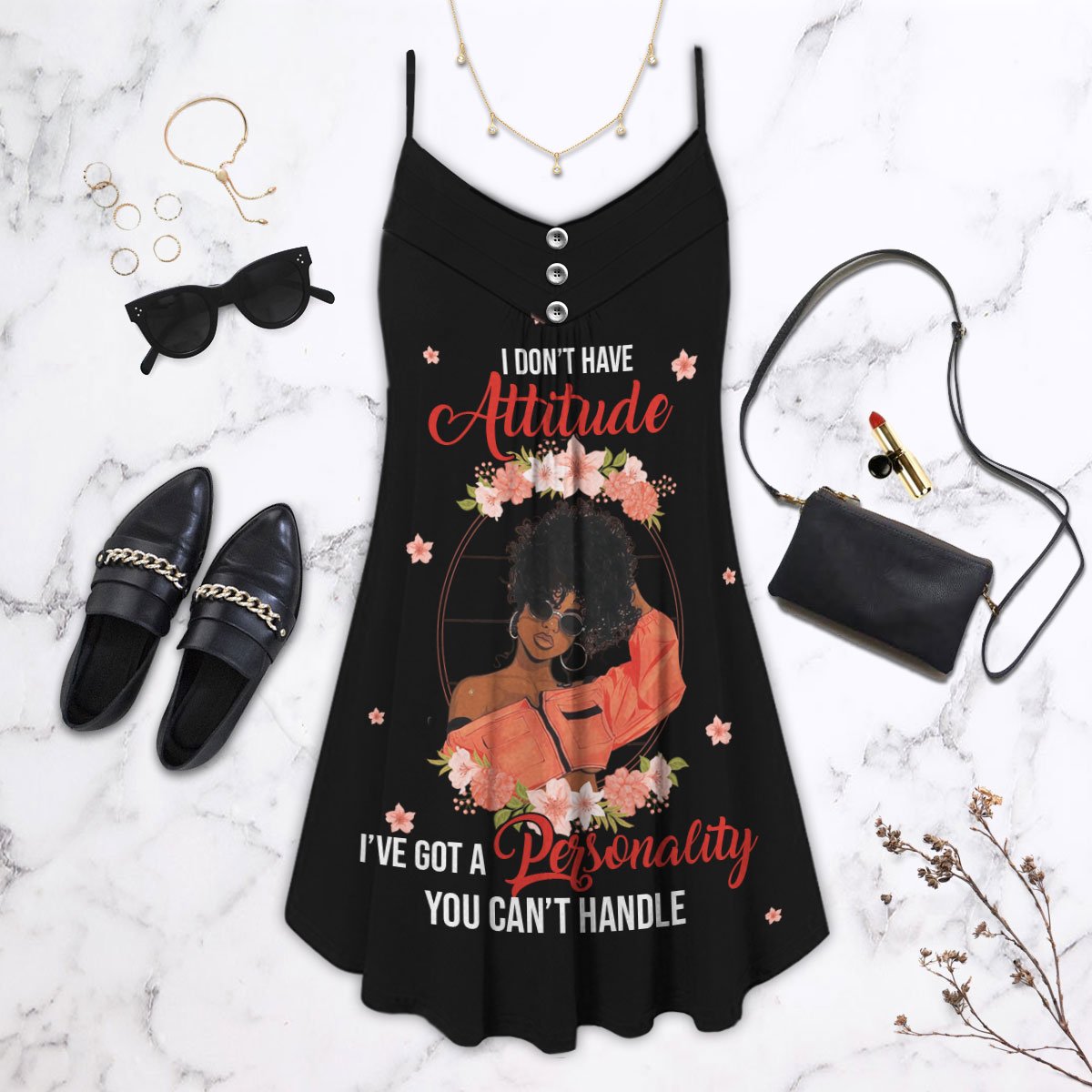 Black Women Classic Limited – Women's Summer Sleeveless V-Neck Camisole Dress