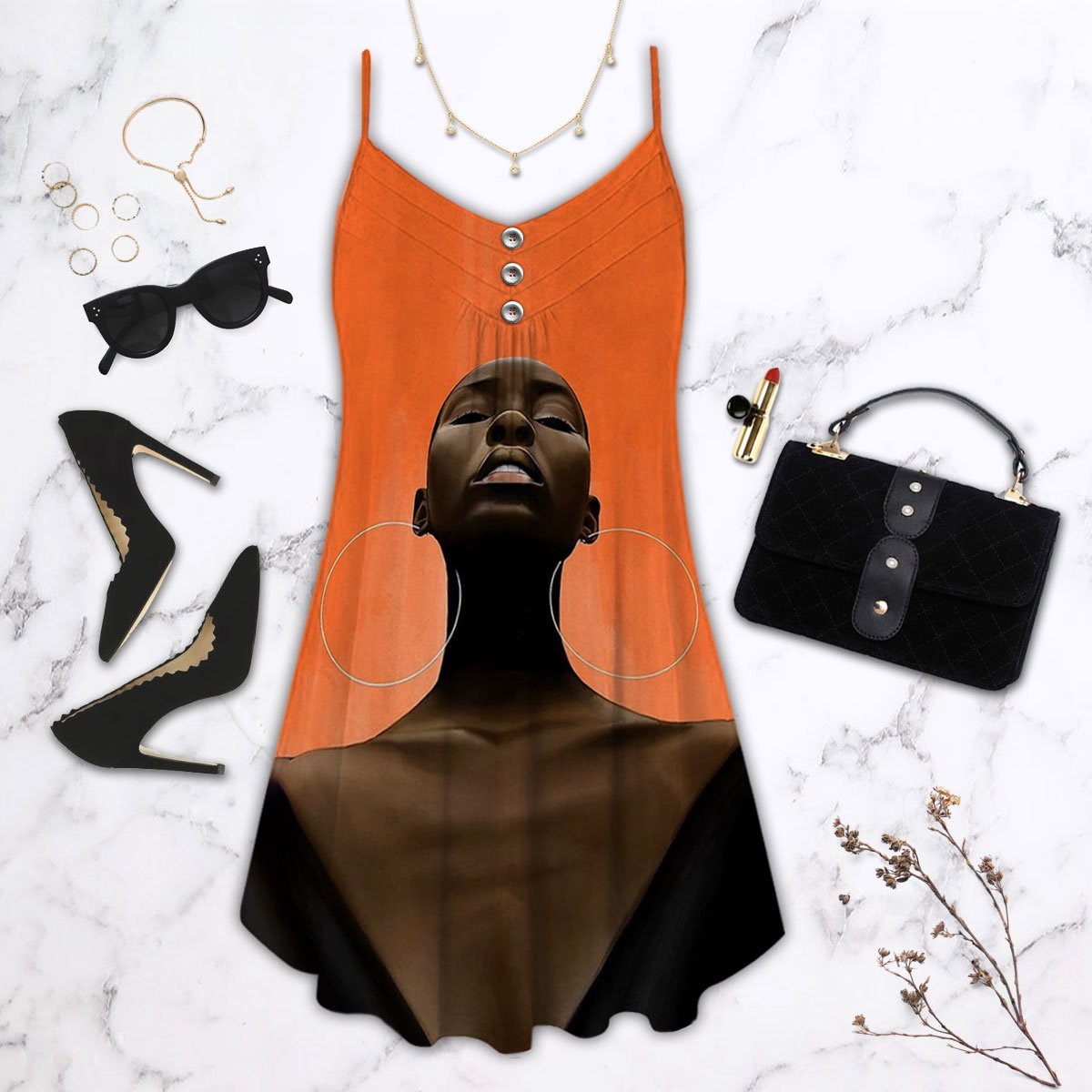 Black Women Modern Look Limited – Women's Summer Sleeveless V-Neck Camisole Dress
