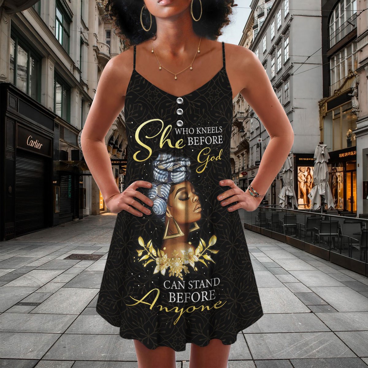 Black Women Faith Inspiration Limited – Women's Summer Sleeveless V-Neck Camisole Dress