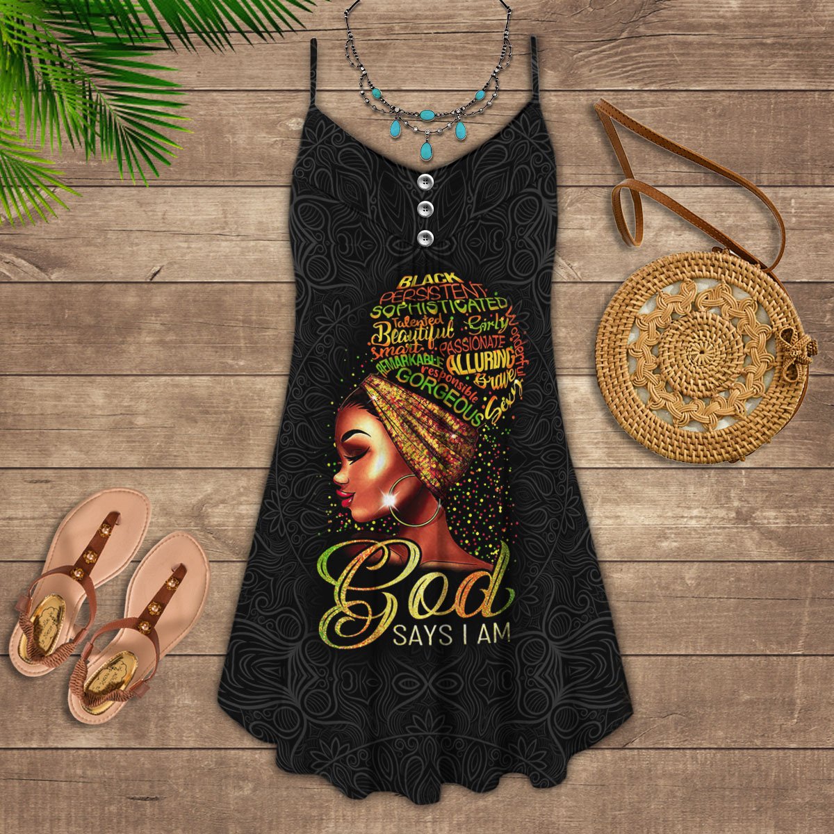 Black Women Have Faith – Women's Summer Sleeveless V-Neck Camisole Dress