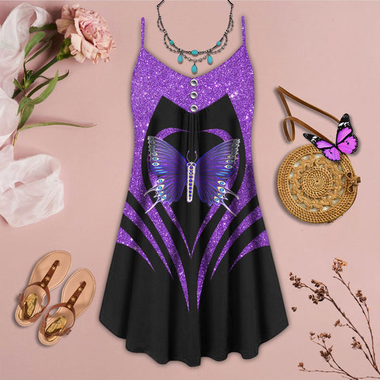 Purple Butterfly Art Limited – Women's Summer Sleeveless V-Neck Camisole Dress