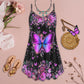 Purple Butterfly Flower Love – Women's Summer Sleeveless V-Neck Camisole Dress