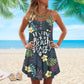 Beach Face Floral Beauty – Women's Summer Sleeveless V-Neck Camisole Dress