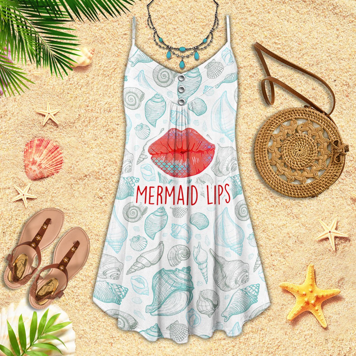 Mermaid Lips Style Limited – Women's Summer Sleeveless V-Neck Camisole Dress