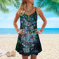 Purple Butterfly Night Play – Women's Summer Sleeveless V-Neck Camisole Dress