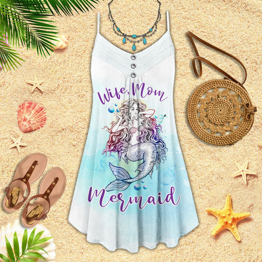 Mermaid Mom Life Limited – Women's Summer Sleeveless V-Neck Camisole Dress