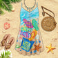 Beach Life With Flip Flops – Women's Summer Sleeveless V-Neck Camisole Dress