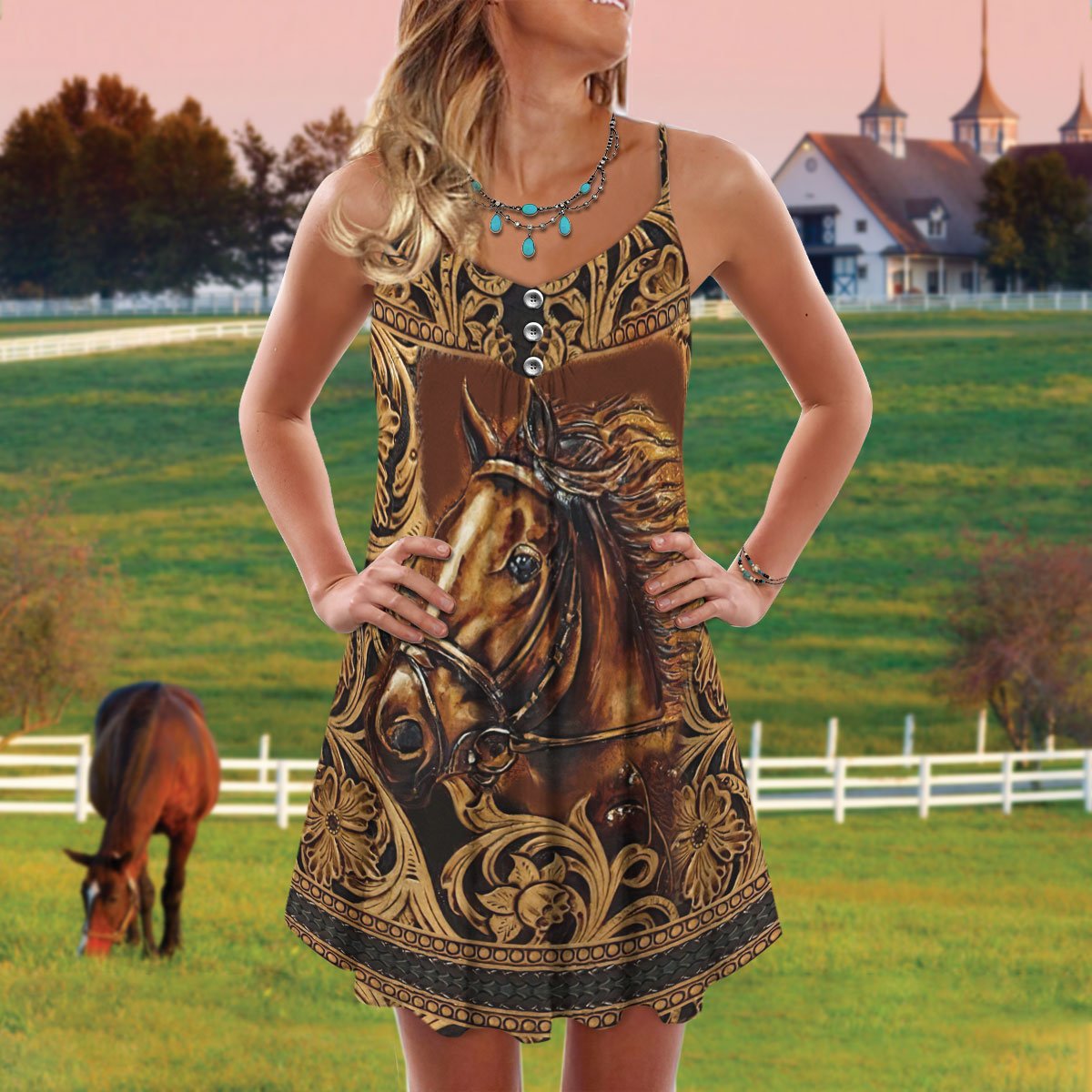 Horse Artistic Style Limited – Women's Summer Sleeveless V-Neck Camisole Dress