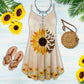 Butterfly Sunflower Summer Love – Women's Summer Sleeveless V-Neck Camisole Dress