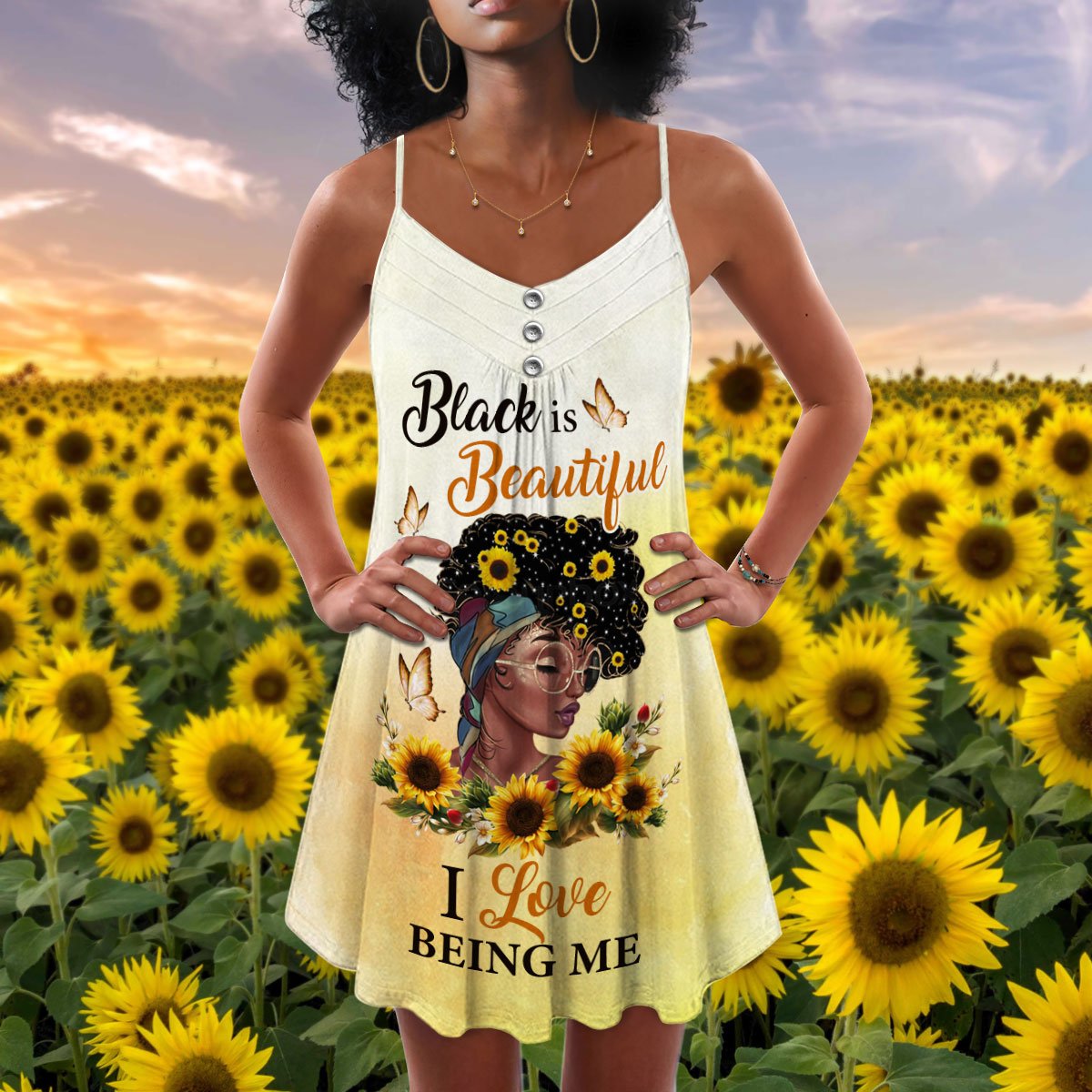 Beautiful Black Women Style Limited – Women's Summer Sleeveless V-Neck Camisole Dress