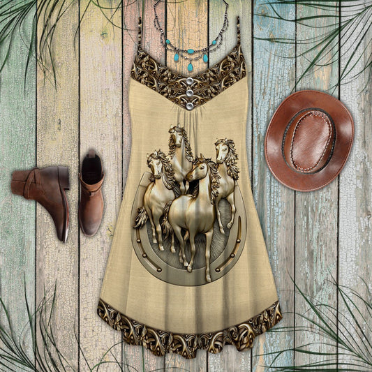 Golden Horse Elegance Limited – Women's Summer Sleeveless V-Neck Camisole Dress