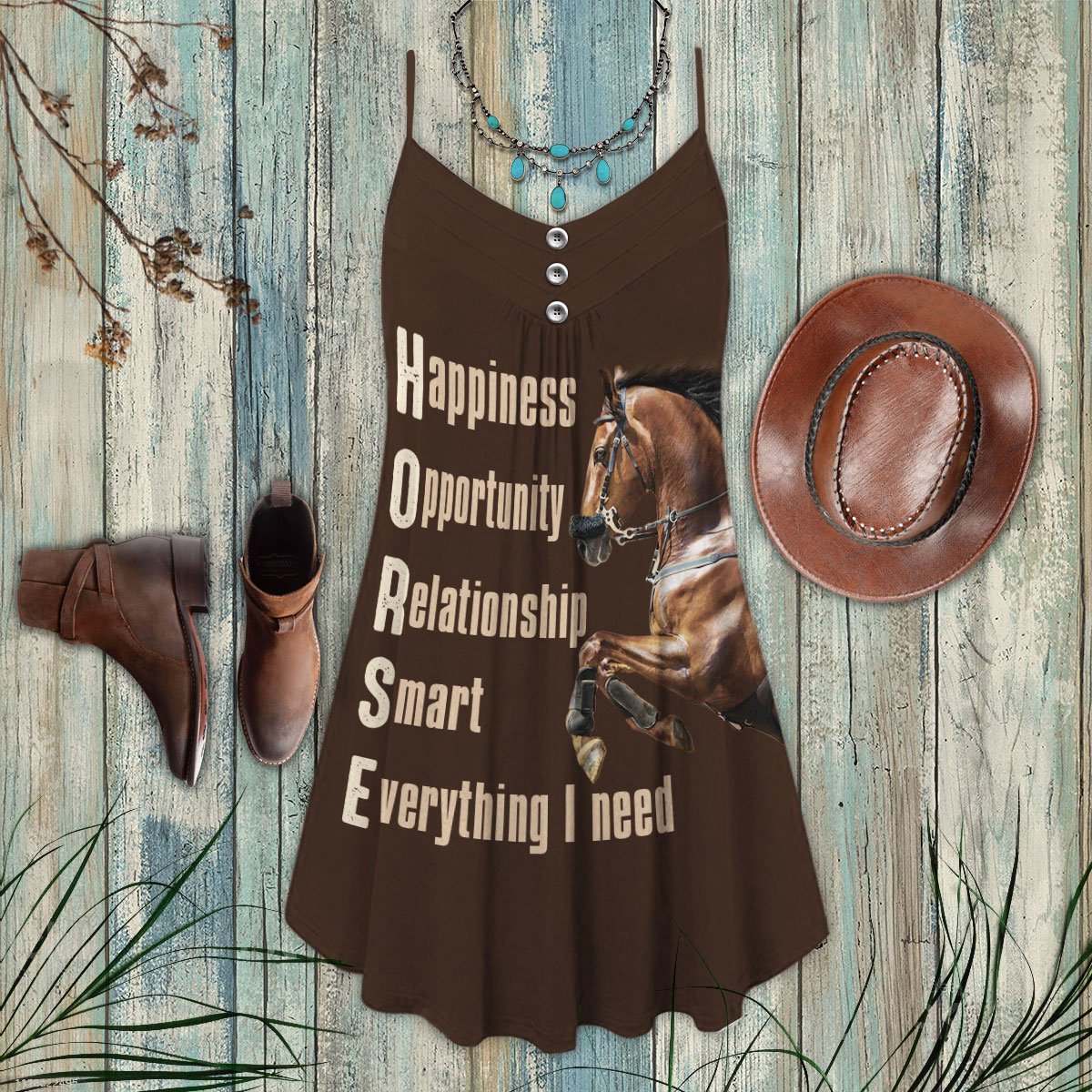 Horse Definition Happiness – Women's Summer Sleeveless V-Neck Camisole Dress