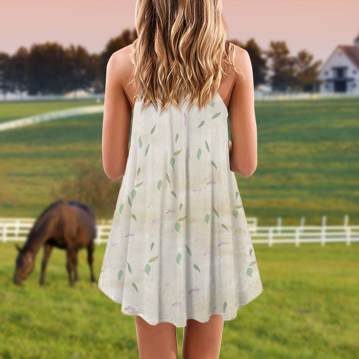 Horse Hoofprints On My Heart – Women's Summer Sleeveless V-Neck Camisole Dress