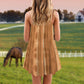 Native Horse Leather Tone – Women's Summer Sleeveless V-Neck Camisole Dress