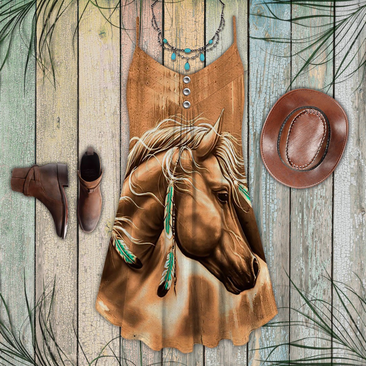 Wild Horse Heritage Limited – Women's Summer Sleeveless V-Neck Camisole Dress