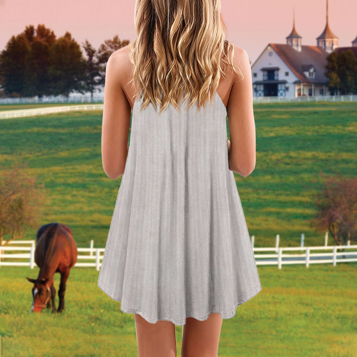 White Horse Faith – Women's Summer Sleeveless V-Neck Camisole Dress