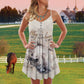 White Horse Stand Out – Women's Summer Sleeveless V-Neck Camisole Dress