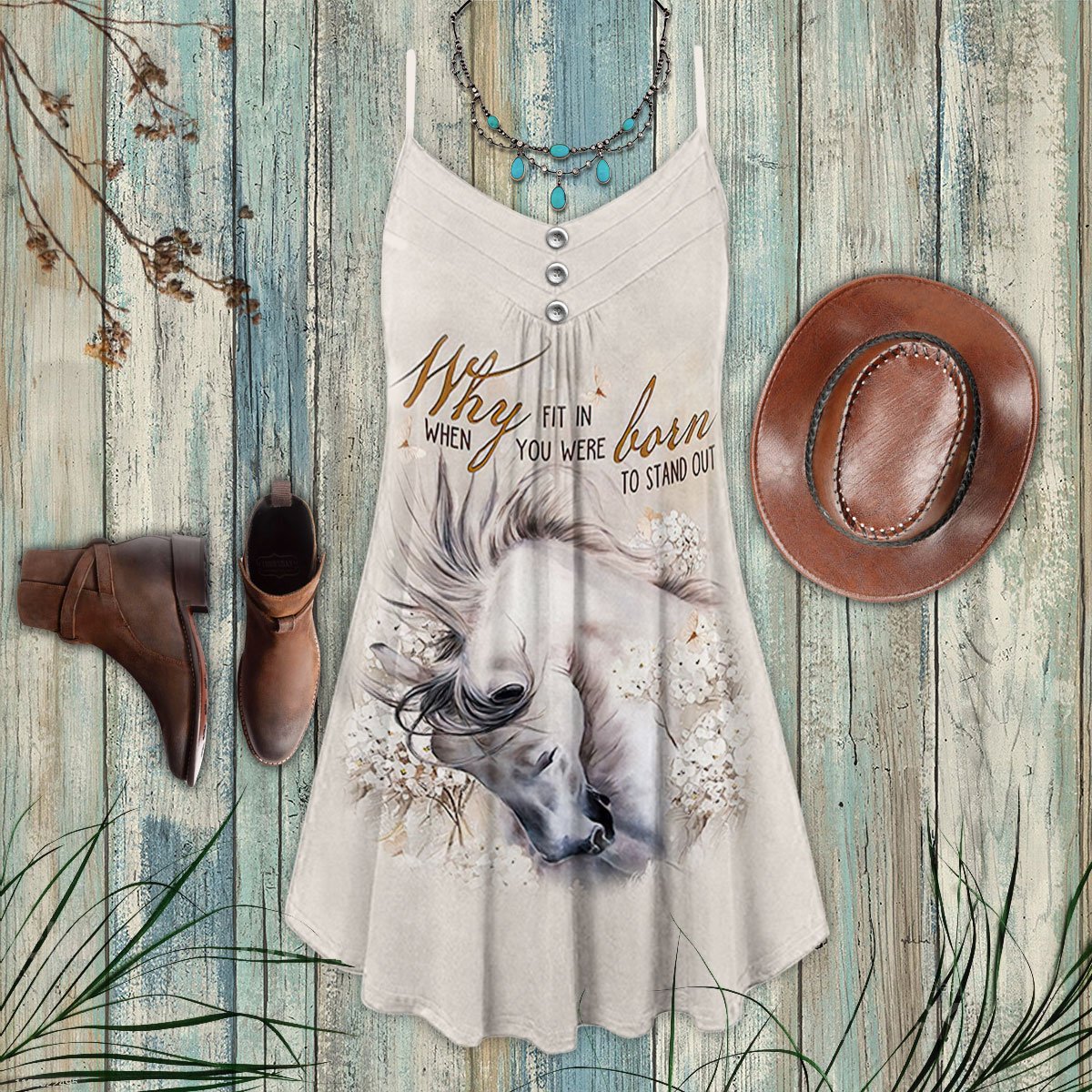 White Horse Stand Out Limited – Women's Summer Sleeveless V-Neck Camisole Dress