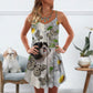 Daisy Butterfly Shih Tzu – Women's Summer Sleeveless V-Neck Camisole Dress