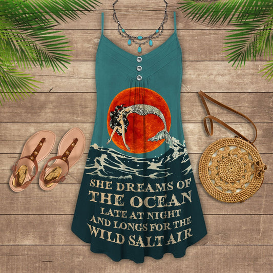 Mermaid Ocean Dream Limited – Women's Summer Sleeveless V-Neck Camisole Dress