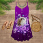 Shih Tzu Purple Rose Butterfly – Women's Summer Sleeveless V-Neck Camisole Dress