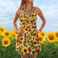 Sunflower Pattern Full Color Limited – Women's Summer Sleeveless V-Neck Camisole Dress