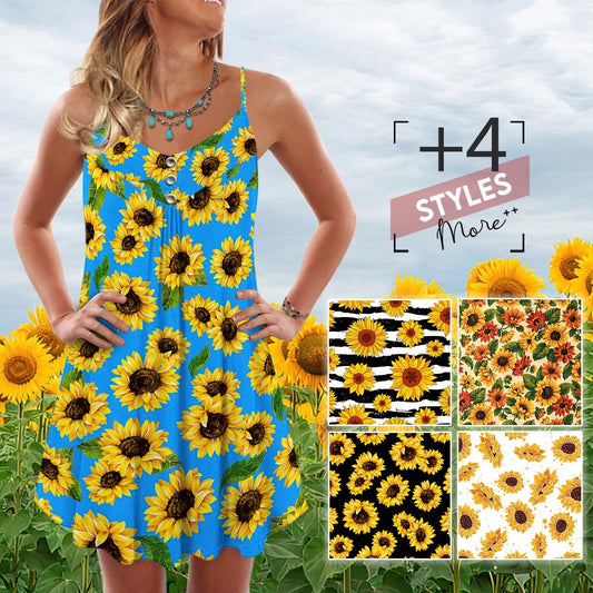 Sunflower Pattern Classic Limited – Women's Summer Sleeveless V-Neck Camisole Dress