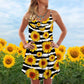 Sunflower Pattern Bright Limited – Women's Summer Sleeveless V-Neck Camisole Dress