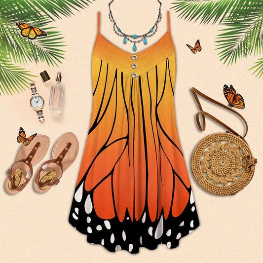 Beautiful Butterfly Style – Women's Summer Sleeveless V-Neck Camisole Dress