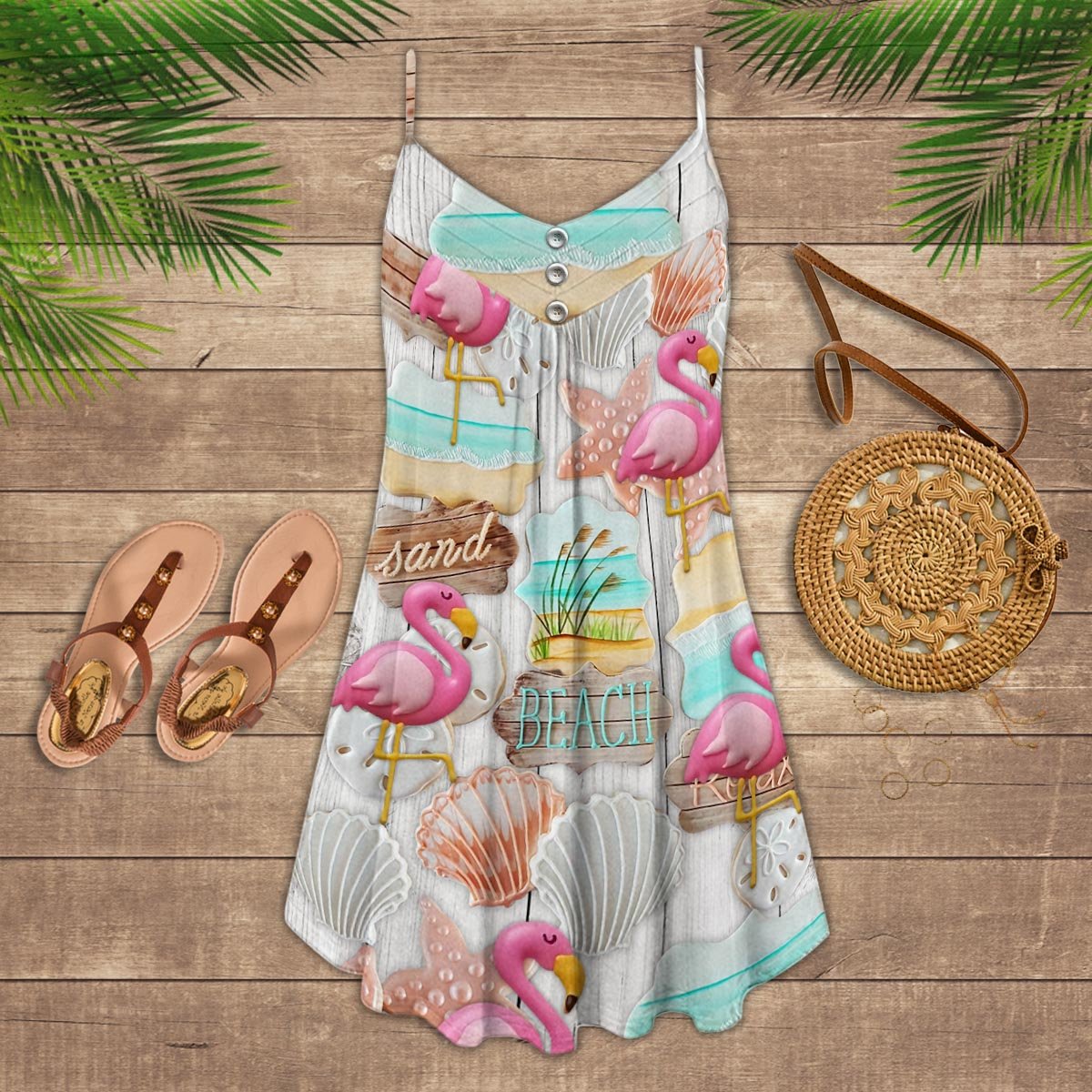 Flamingo Beach Limited – Women's Summer Sleeveless V-Neck Camisole Dress